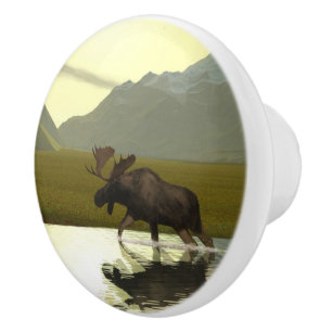 Afternoon Moose Ceramic Knob