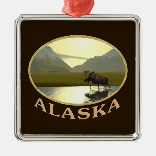 Afternoon Moose Metal Tree Decoration (Front)