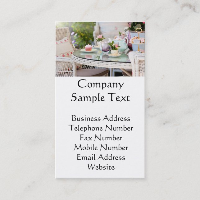 Afternoon tea and cakes in the garden business card (Front)
