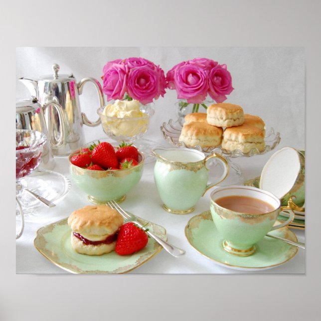 Afternoon Tea and Pink Roses Poster (Front)