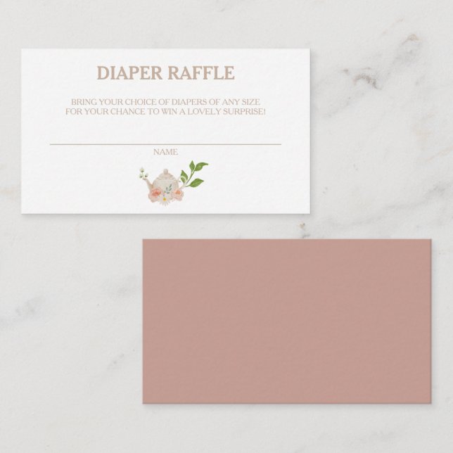 Afternoon Tea Baby Shower Diaper Raffle Enclosure Card (Front/Back)