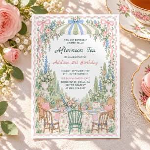 Afternoon Tea Birthday Garden Party Floral Invitation