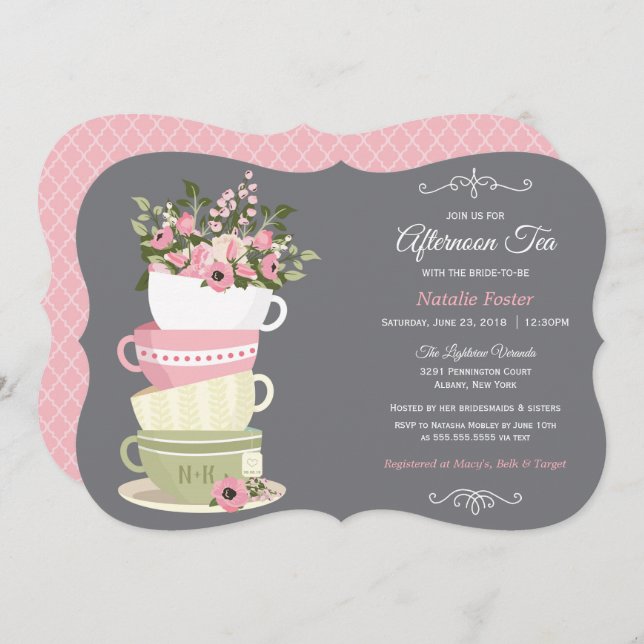 Afternoon Tea Bridal Shower Invitation (Front/Back)