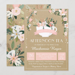 Afternoon Tea Floral Teacup Baby Shower Invitation