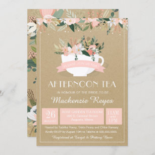 Afternoon Tea Floral Teacup Blush Bridal Shower Invitation