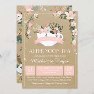 Afternoon Tea Floral Teacup Bridal Shower Invitation