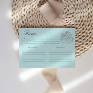 Afternoon Tea Hand-drawn Blue Bridal Shower Recipe Enclosure Card