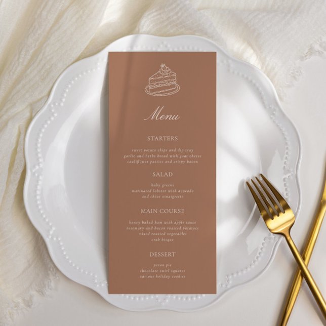 Afternoon Tea Hand-drawn Brown Bridal Shower Menu (Creator Uploaded)
