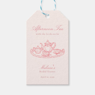 Afternoon Tea Hand-drawn Pink Bridal Shower Gift Tags