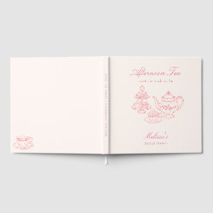 Afternoon Tea Hand-drawn Pink Bridal Shower Guest Book