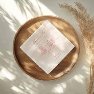 Afternoon Tea Hand-drawn Pink Bridal Shower Napkin