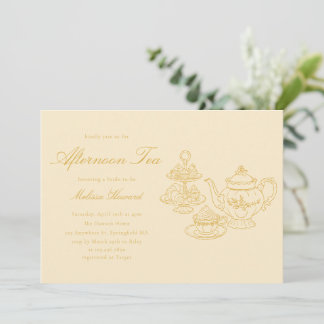 Afternoon Tea Hand-drawn Yellow Bridal Shower Invitation