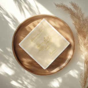 Afternoon Tea Hand-drawn Yellow Bridal Shower Napkin