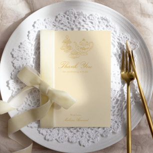 Afternoon Tea Hand-drawn Yellow Bridal Shower Thank You Card