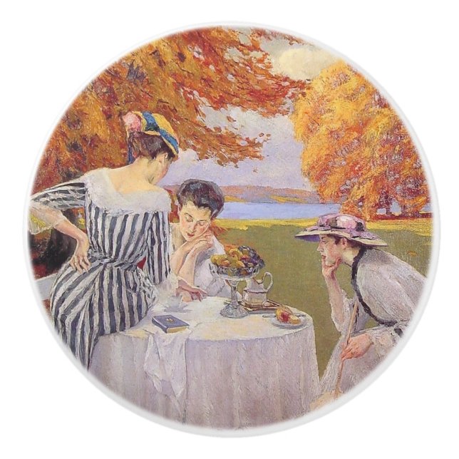 afternoon tea in the park ceramic knob (Front)