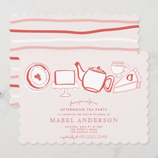Afternoon Tea Kids Birthday Party Invitation (Front/Back)