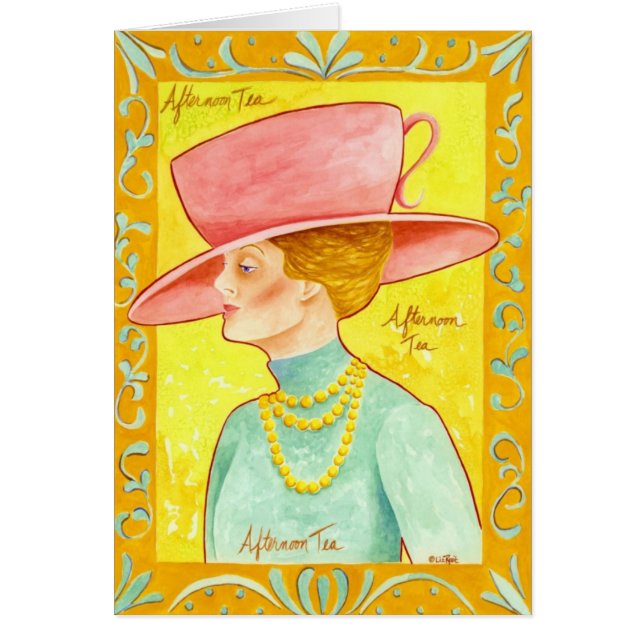 Afternoon Tea Lady Greeting Card (Front)