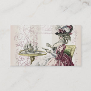 Afternoon Tea, pale dove grey stripes Business Card