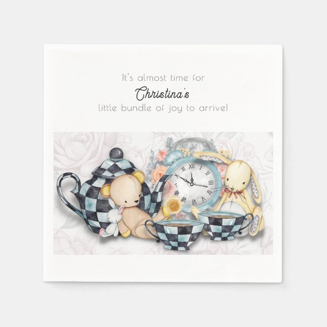 Afternoon Tea Party Baby Shower Paper Napkin (Front)
