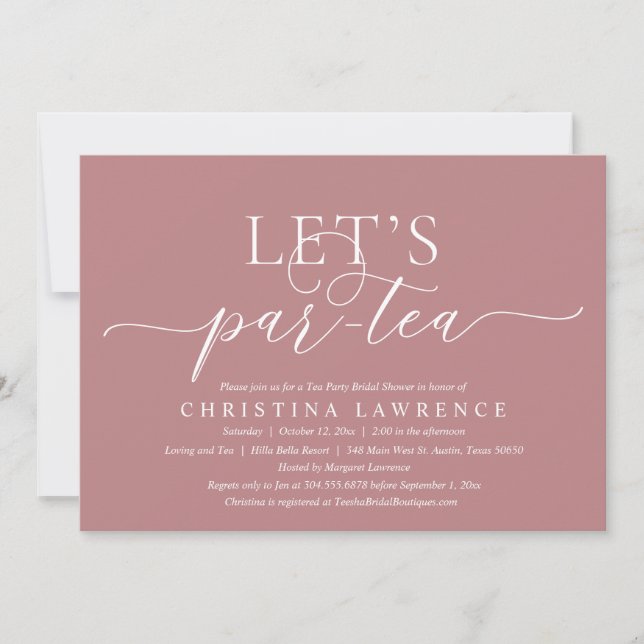 Afternoon Tea Party, Bride to be, Bridal Shower In Invitation (Front)