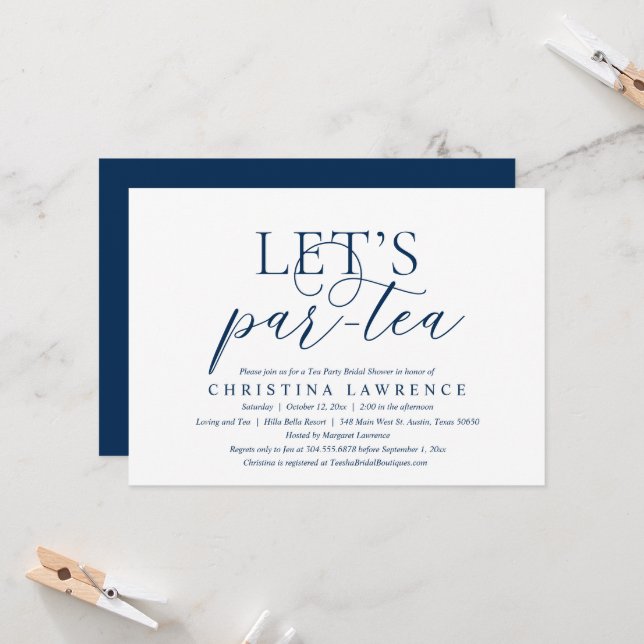 Afternoon Tea Party, Bride to be, Bridal Shower Invitation (Front/Back In Situ)