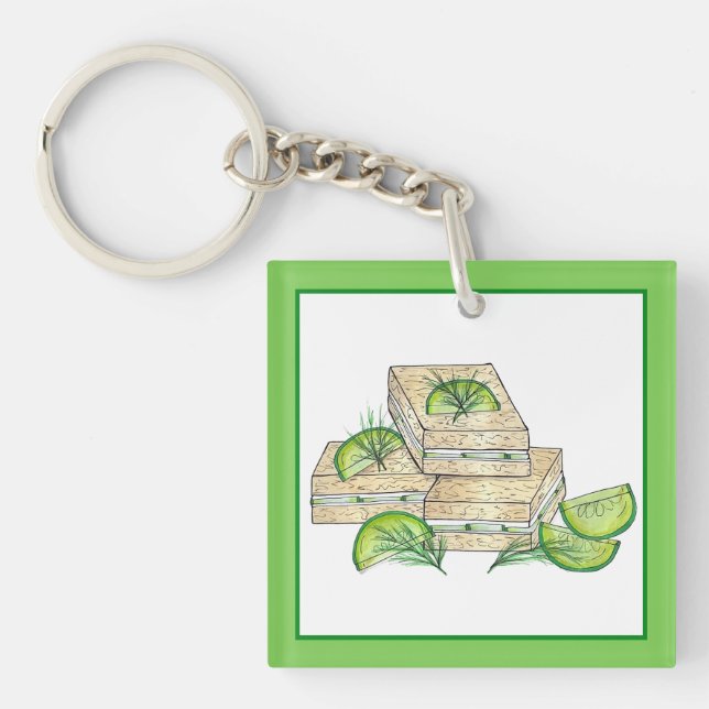 Afternoon Tea Party Cucumber Dill Finger Sandwich Key Ring (Front)