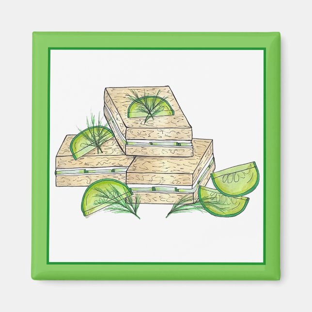 Afternoon Tea Party Cucumber Dill Finger Sandwich Magnet (Front)