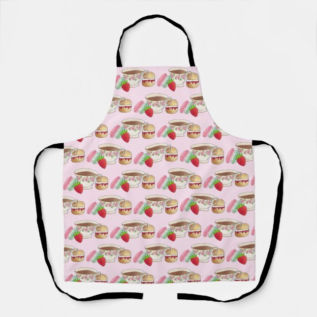 Afternoon Tea Party Macarons Teacup Cream Scone Apron (Front)