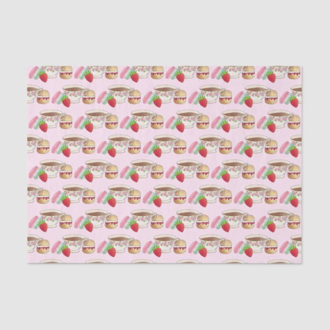 Afternoon Tea Party Macarons Teacup Cream Scone Tissue Paper (Front)