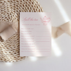 Afternoon Tea Pink Bridal Shower Party Game Enclosure Card