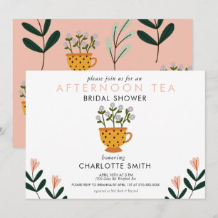 Afternoon Tea Pink Floral Bridal Shower Invitation