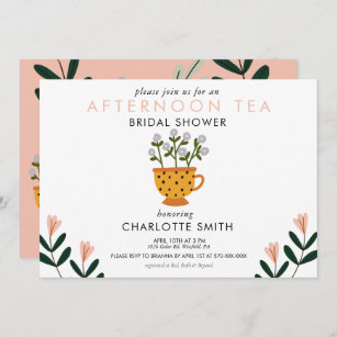 Afternoon Tea Pink Floral Bridal Shower Invitation