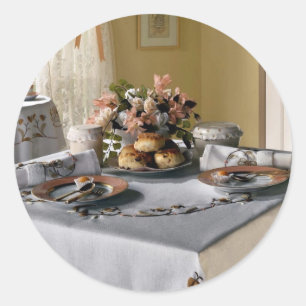 Afternoon tea setting classic round sticker