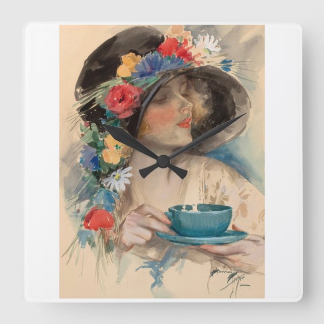Afternoon Tea Square Wall Clock (Front)