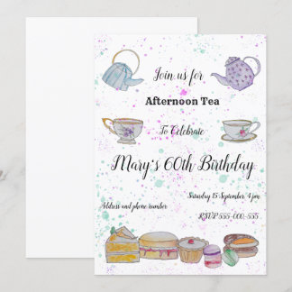 Afternoon Tea Watercolour Invitation