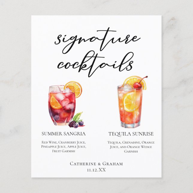Afternoon Wedding Signature Cocktails Menu (Front)