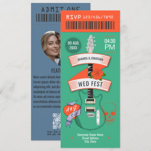 Afterparty Glow Rock ’n’ Roll Wedding Ticket Invitation