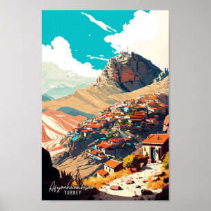 Afyonkarahisar Turkey vintage travel illustration Poster