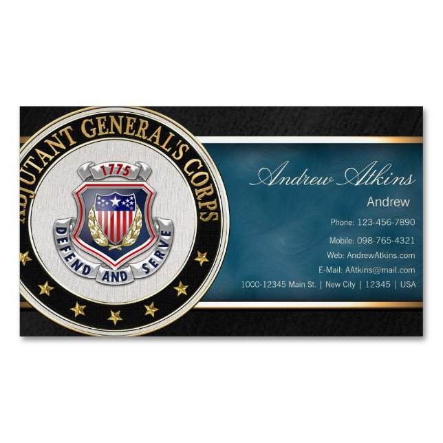 AG Corps Regimental Insignia [3D] Magnetic Business Card (Front)