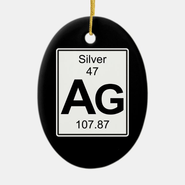 Ag - Silver Ceramic Tree Decoration (Front)