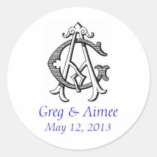 AG Vintage Monogram Wedding Sticker