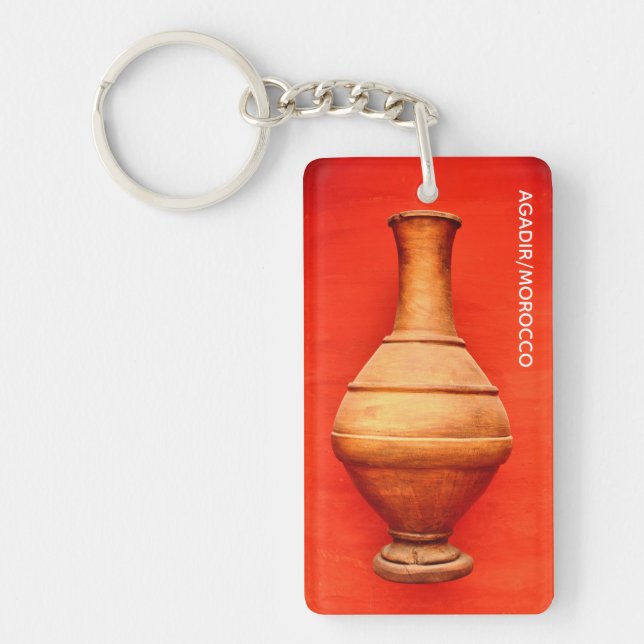 agadir morocco medina wood vase jar folk islamic b key ring (Front)
