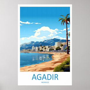 Agadir Morroco Travel Poster Vintage Ski National