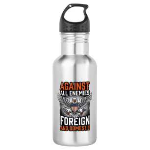 Against All Enemies Patriotic Eagle Shirt Design_1 532 Ml Water Bottle
