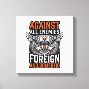 Against All Enemies Patriotic Eagle Shirt Design_1 Canvas Print