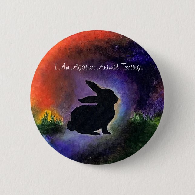 Against Animal Testing 6 Cm Round Badge (Front)