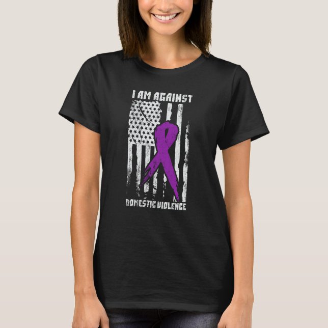 Against Domestic Violence American Flag T-Shirt (Front)