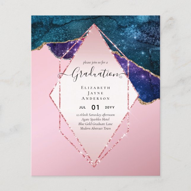 Agaite Glitter GRADUATION Party Invites Glam CHIC Flyer (Front)