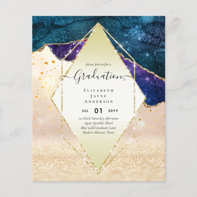 Agaite Glitter GRADUATION Party Invites Glam CHIC Flyer (Front)