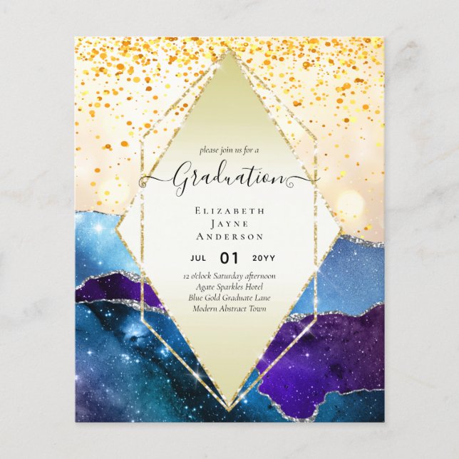 Agaite Glitter GRADUATION Party Invites Glam CHIC Flyer (Front)